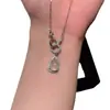 Colar de cabaça de calcedônia branca imitação para mulheres, nova moda, versátil, de alta qualidade, corrente de clavícula requintada, anéis entrelaçados, pescoço elegante
