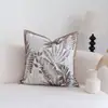 Almohada Gris Color Café de Borde Ancho, Funda de Cojín de Cintura con Borde de Cuadros Medievales, Cojín para Sofá, Funda de Cojín para Habitación Modelo de Hotel
