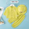 Verão fino Cardigan Anti-mosquito Calças terno infantil algodão gaze bebê protetor solar roupa casa calças longas conjunto de duas peças