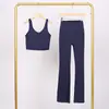 Conjunto de Chaleco Lulu U y Pantalones Acampanados, Ajustado con Cuello Alto, Cremallera Dorada Elástica, Conjunto para Fitness Yoga