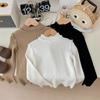 Top de Cuello de Solapa Interior Auricular para Niños Invierno 2025 Suave Ceroso Camiseta Básica Tejida para Bebé Niña Suéter para Niñas Ropa Fina de Invierno