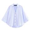 Aliexpress Transfronteiriço Camisa Casual Popular Europeia e Americana Manga Larga Feminina Popelina Branco Azul Celeste Marrom Escuro Rosa Escuro