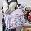 Bolsa de Hombro de Mano para Estudiante de Chica Linda Estilo Japonés Transparente para Pins Bolso de Dolor Mochila Cruzada de Gran Capacidad para Mujer