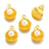 DIY Moda Coreana Aleación de Zinc Carcasa Incrustada con Perlas Pulsera Versátil Pendientes Accesorios Colgante Colgante W44