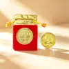 2027 Año de la Oveja Moneda de Oro Propicia Atracción de Riqueza Tarjeta de Dinero Bolsa de Terciopelo Paquete de Sobre Rojo Moneda Conmemorativa de Pan de Oro Regalo de Año Nuevo