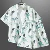 Camisa Floral de Manga Corta Ropa de Playa Isla de Hainán Estilo Hawaiano Sanya Viaje a Tailandia Traje Delgado de Verano para Pareja Masculina
