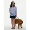 Camisa de Linho 100% com Listras Verticais Qiao Mi para Mulheres, Manga Longa, Corte Amplo, Camisa Casual para o Dia a Dia, Top com Proteção Solar, Jaqueta de Verão