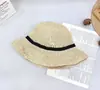 26 Años de Nuevos Estilos: Sombrero de Pescador Redondo de Paja Tejida con Lazo de Cinta Negra, Estilo Dulce Coreano, Transpirable, Protección Solar, Protección UV