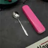 Vajilla de acero inoxidable de tres piezas portátil palillos cuchara juego estudiante empleado de oficina tenedor caja de almacenamiento individual