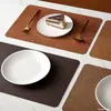 Posavasos de Cuero de Doble Cara con Textura de Piel de Vaca Retro, Esterilla Aislante Térmico Impermeable a Prueba de Aceite, Mantel de Mesa para Comedor Occidental, Mantel de Mesa para el Hogar, Salvamantel