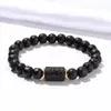 Pulsera Elástica de Explosiones Transfronterizas Europeas y Americanas Pulsera de Pareja con Cuentas de Ágata Negra Mate de las Doce Constelaciones Europeas y Americanas