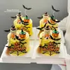 Decoración de Pastel de Halloween 2025 Calabaza Sombrero de Mago Osito Adornos Murciélago Telaraña Tarjeta de Halloween