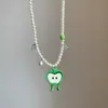 Collar Colgante de Manzana Divertido y Lindo para Mujer, Estilo de Nicho, Sencillo y Versátil, Cadena para el Cuello de Moda y Tendencia, Cadena para la Clavícula