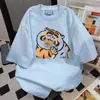 Camiseta de Marca Moderna con Estampado Divertido de Animales Estilo Japonés Verano Nuevo Casual Holgada Versátil Top para Pareja Ins