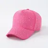 Gorro de Béisbol Coreano con Pedrería de Gipsófila y Visera Grande, Protección Solar con Pedrería, Gorro Suave Casual de Primavera y Verano con Pedrería Brillante