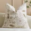 Funda de Cojín Bordada con Flores Sencillas de Primavera para Sala de Estar, Respaldo de Sofá, Cojín Decorativo para Exteriores, Algodón Lino