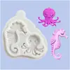 Cavalo Marinho Tartaruga Algas Sereia Molde de Silicone Decoração de Bolo de Chocolate Molde de Goma Fondant