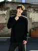 Moletom bonito de celebridade da internet para homens, estilo primavera e outono, gola redonda, roupas masculinas, novo estilo Hua Mian 2024, manga longa, roupas masculinas de peça falsa dupla para homens