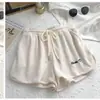 Pantalones Cortos Deportivos Casuales de Waffle para Mujer, Nuevo Estilo Coreano de Verano, Holgados de Cintura Alta, Pantalones Cortos Anchos para Casa para Estudiantes, Adecuados para Usar Afuera