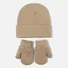 Conjunto de gorro y guantes de punto para bebé, combinables en colores sólidos, estilo europeo y americano, para otoño e invierno, gorro de lana para niños.