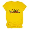 Amazon Ebay Site Independente Halloween Novo Estilo Divertido e Único Feminino Abóbora Caveira Gato Gola Redonda Manga Curta Camiseta
