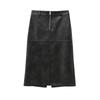 Estilo Europeu e Americano Roupas Femininas Transfronteiriças Comércio Exterior Novo Decoração de Zíper Sexy Saia de Couro Sintético Versátil Simples Moda Saia Cor Pura