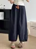 Pantalones de Pierna Ancha tipo Linterna Azul Marino para Mujer, Estilo Delgado de Verano para Chicas de Tallas Grandes, de Cintura Alta, Holgados, Adelgazantes, Pantalones Casuales tipo Globo Cortos