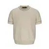 Camiseta de punto de lino de manga corta para hombre, estilo retro japonés, estilo "Old Money", transpirable, casual, de verano, con textura jacquard, media manga