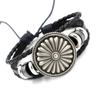 Joias para comércio exterior europeu e americano punk retrô liga escudo pulseira de couro trançado pulseira de couro com contas multicamadas