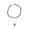 Colar Pingente Cruz de Cristal com Gotejamento de Óleo Preto da Moda Gargantilha Dupla Camada Corrente para Clavícula Novo Estilo Corrente de Pescoço Personalizada para Mulheres