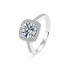 Anillos de Moissanita de Venta Caliente Transfronterizos Europeos y Americanos para Mujer, Anillos de Cubo de Azúcar, Apilables, Estilo Clásico Simulado, Anillos de Plata de Ley S925