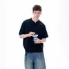 2026 Novo Estilo Manga Curta Retrô Americano Cleanfit Gola Henley Seda Gelada Manga Curta Camisa Polo T-Shirt para Homens Temporada de Verão