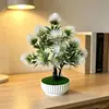 Planta en Maceta Artificial de Hierba de Aguja de Pino de 16 Hojas Transfronteriza para Decoración de Escritorio de Oficina en Casa, Jardín, Patio, Maceta de Flores Artificiales