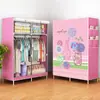 Guarda-Roupa Simples com Cabides Duplos, Guarda-Roupa de Tecido com Reforço de Tubo de Aço, Guarda-Roupa com Estrutura de Aço, Armário Dobrável para Armazenamento de Dormitório, Guarda-Roupa à Prova de Poeira, Transfronteiriço