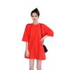 Bolsa de algodão gola pesada pescoço redondo cor sólida T-shirt feminina manga curta verão 2024 Novo plus size solto algodão top fashion
