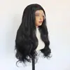 Peruca lace front fabricada em fábrica para exportação, peruca de cabelo longo ondulado cor 1b preto