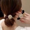 Tocado de cuerda para el cabello de alta gama con forma de anillo para mujer, estilo coreano, elegante, con perlas y bolas de goma para el cabello de celebridades de Internet.
