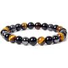Pulsera de Piedra Ojo de Tigre, Cuentas de Ojo de Tigre, Obsidiana Imitación, Pulsera de Cuerda Elástica para Hombres y Mujeres, Transfronterizo