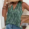 Camisa de Estilo Bohemio Transfronteriza con Estampado Vertical de Lunares Blancos y Negros, Cuello en V, Holgada, Chaleco para Vacaciones y Viajes