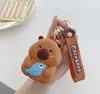 Linda Cartera de Silicona de Capibara, Bolsa de Dibujos Animados para Niños, Bolsa de Almacenamiento Portátil, Tarjetero, Bolsa para Auriculares, Colgante Pequeño