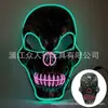 Máscara Luminosa de Halloween Crânio Preto Prata Rosto de Vampiro em V Máscara de Crânio Ledmask Fantasia de Feriado