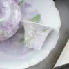Xícara de Chá Flor de Lírio Roxa Tingida com Tinta Colorida Pintada à Mão em Argila de Jade da Dinastia Tang e Song, Conjunto de Chá Kung Fu, Xícara de Chá Cerâmica para Casa, Xícara Individual