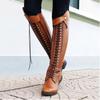 2019 Nuevas botas de comercio exterior europeas y americanas botas por encima de la rodilla remache con cordones tacón grueso punta redonda botas de caballero exportación