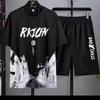 Comércio exterior novo sportswear terno dos homens de verão de manga curta T-shirt camisa de basquete shorts casuais de duas peças moda coreana