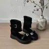 Sandálias Western Cowboy Plataforma Solado Grosso Aumenta Altura Slip-On Novas de Verão 2026 para Mulheres, Botas Curtas com Tira de Dedo