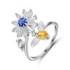 Anillo de circonita con diseño de flor de abeja para mujer, ligero, de lujo y con diseño de moda, abierto, para comercio exterior transfronterizo de Amazon, venta al por mayor