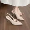 Saltos agulha franceses de bico fino para mulheres, nova coleção de verão, couro verniz nude, sapatos de tira única no tornozelo, saltos plataforma modernos e elegantes para uso ao ar livre