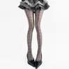 Medias negras de patrón de rombos estilo japonés para primavera y otoño, medias de red negras finas de patrón de rombos para mujer para piernas hermosas