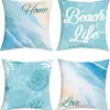 Almofadas decorativas transfronteiriças da Amazon, tema oceano tropical, almofadas de praia de verão, conjunto de capas de almofada de alta qualidade para sala de estar externa