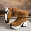 Botas de Nieve para Mujer 2023 Invierno Nuevo Estilo Coreano Botines Cortos de Gamuza con Forro de Felpa, Botas de Algodón Cálidas y que Aumentan la Altura, Botines de Tobillo de Moda con Forro de Felpa